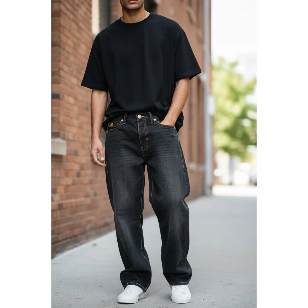 Coogi‎ Jeans Men's 36x34 Black Embroidered Y2K Baggy Streetwear Vintage Hip Hop